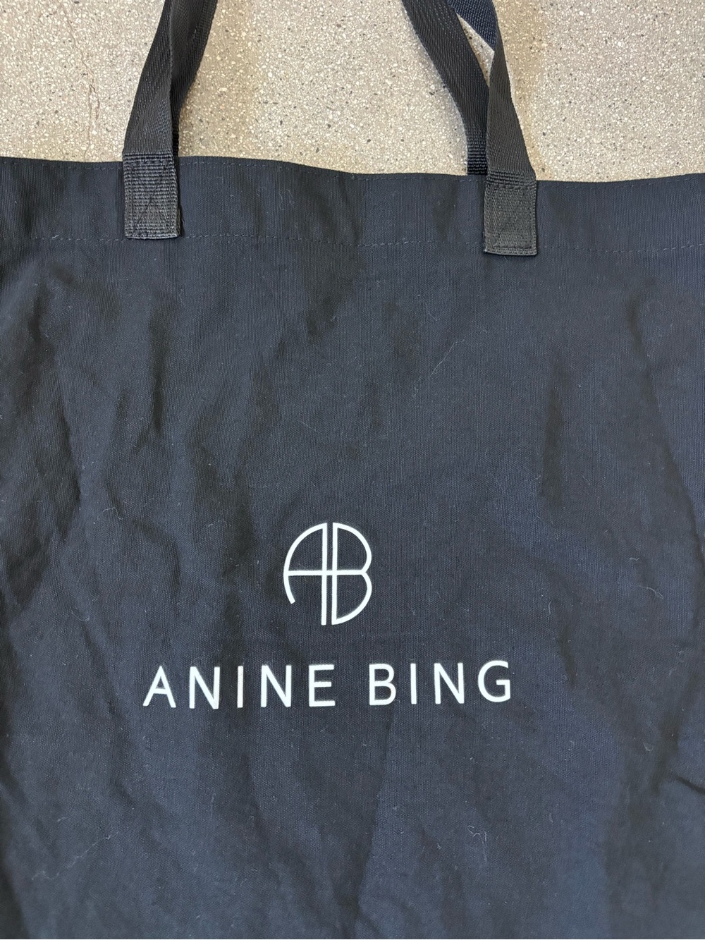 Anine Bing Black Canvas Logo Tote Bag - Picture 2 of 7